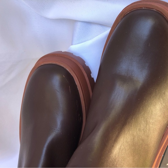 Public Desire Bergen Burgundy Pu Zip Up Rounded Chunky Soled Ankle Boots Size 8 - Picture 12 of 13